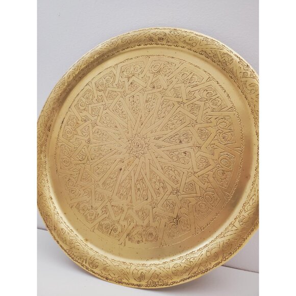 Vintage Brass Plate,Brass Plate, Carved Trincket Plate, Carved Brass Plate, - Picture 3 of 10